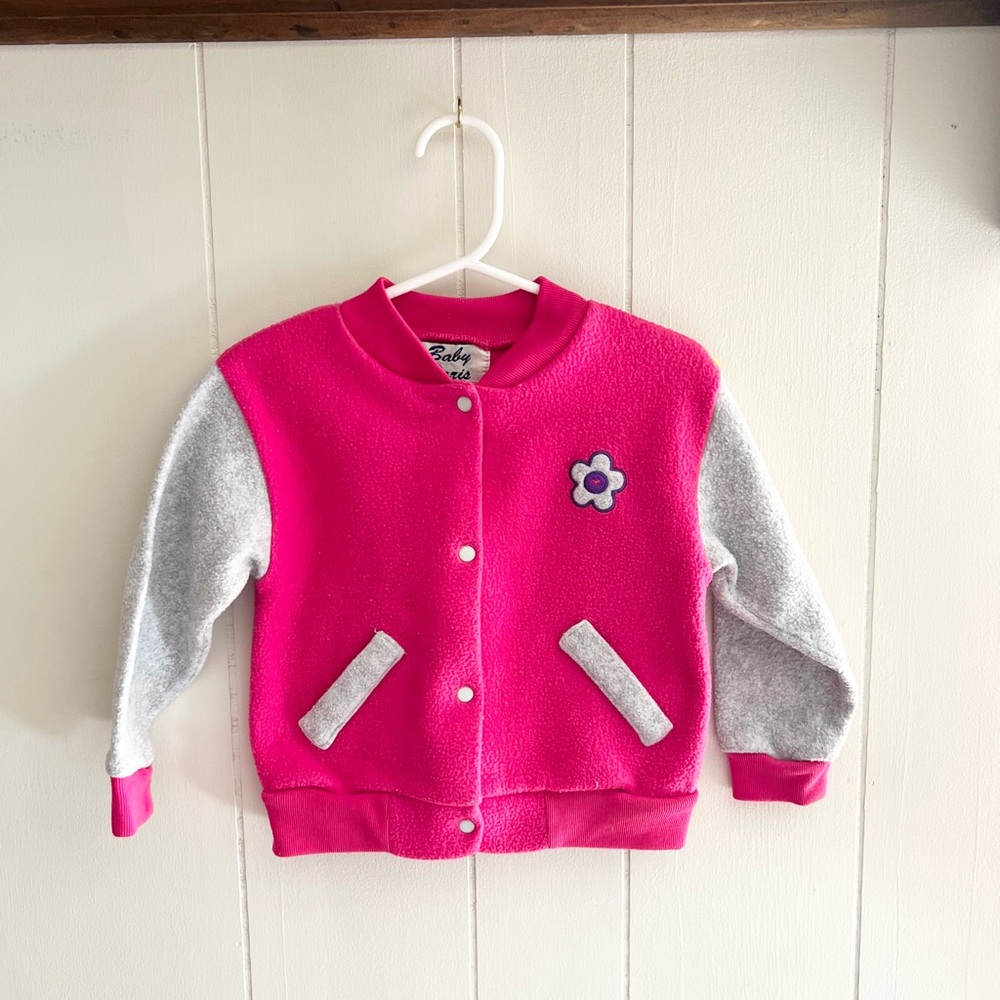 Y2K Baby Paris Pink and Gray Thick Fleece Jacket